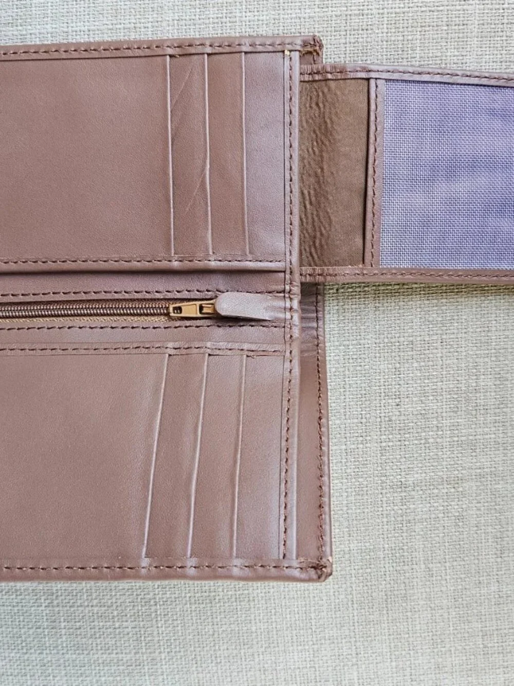 Genuine Leather Card Holder Multiple Compartments Brown Bifold Unisex Wallet